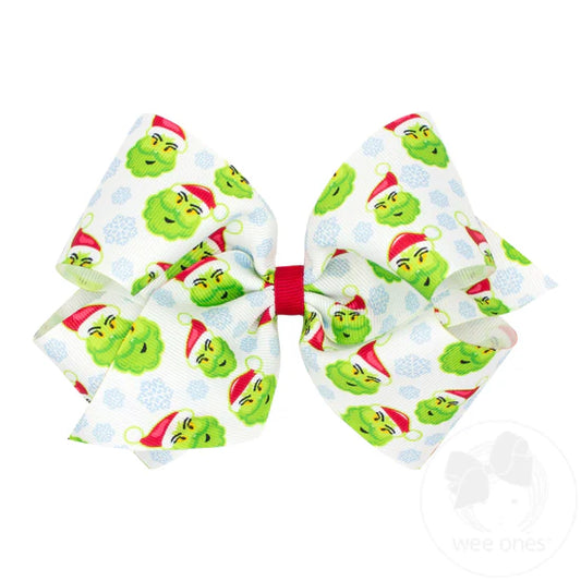 King Christmas Character Printed Grosgrain Hair Bow