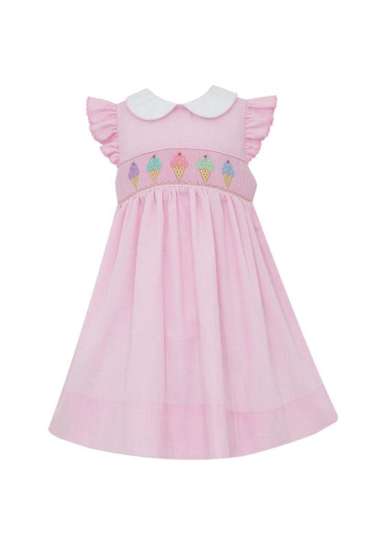 Smocked Ice Cream Dress - Pink