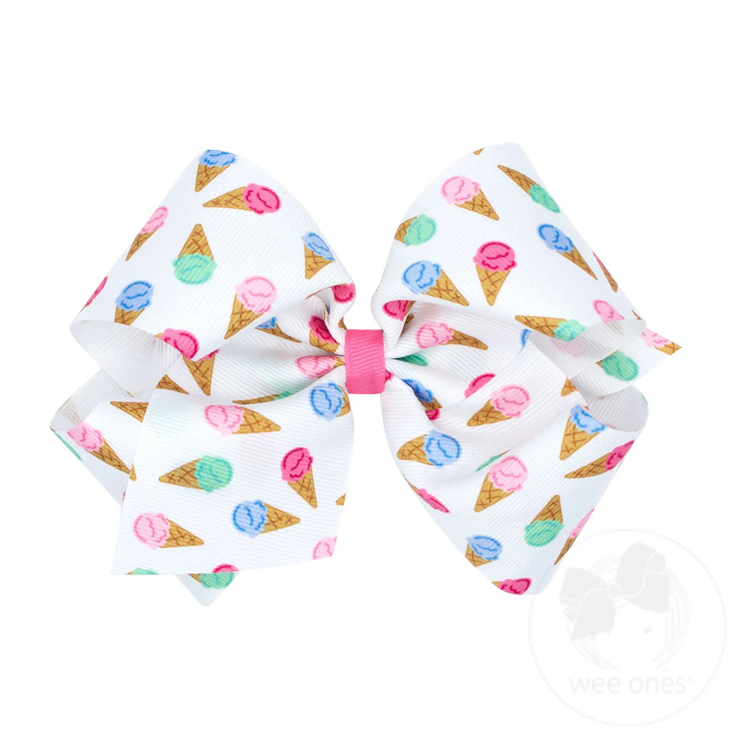 Ice Cream Print Grosgrain Hair Bow