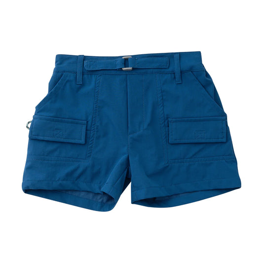 Blue fishing shorts with front pockets 
