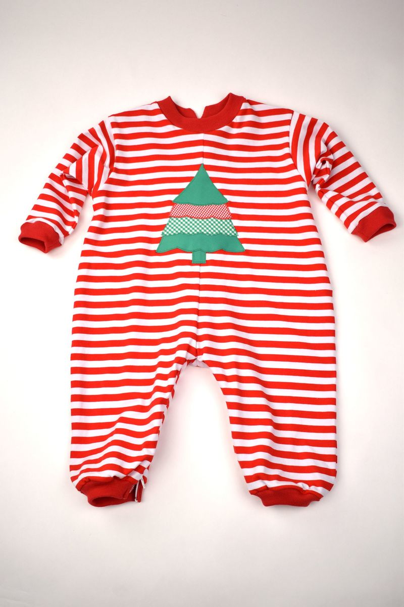 Striped Romper - Christmas Tree