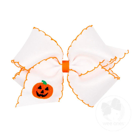 King Grosgrain Hair Bow with Moonstitch Edge and Halloween Embroidery (Copy)