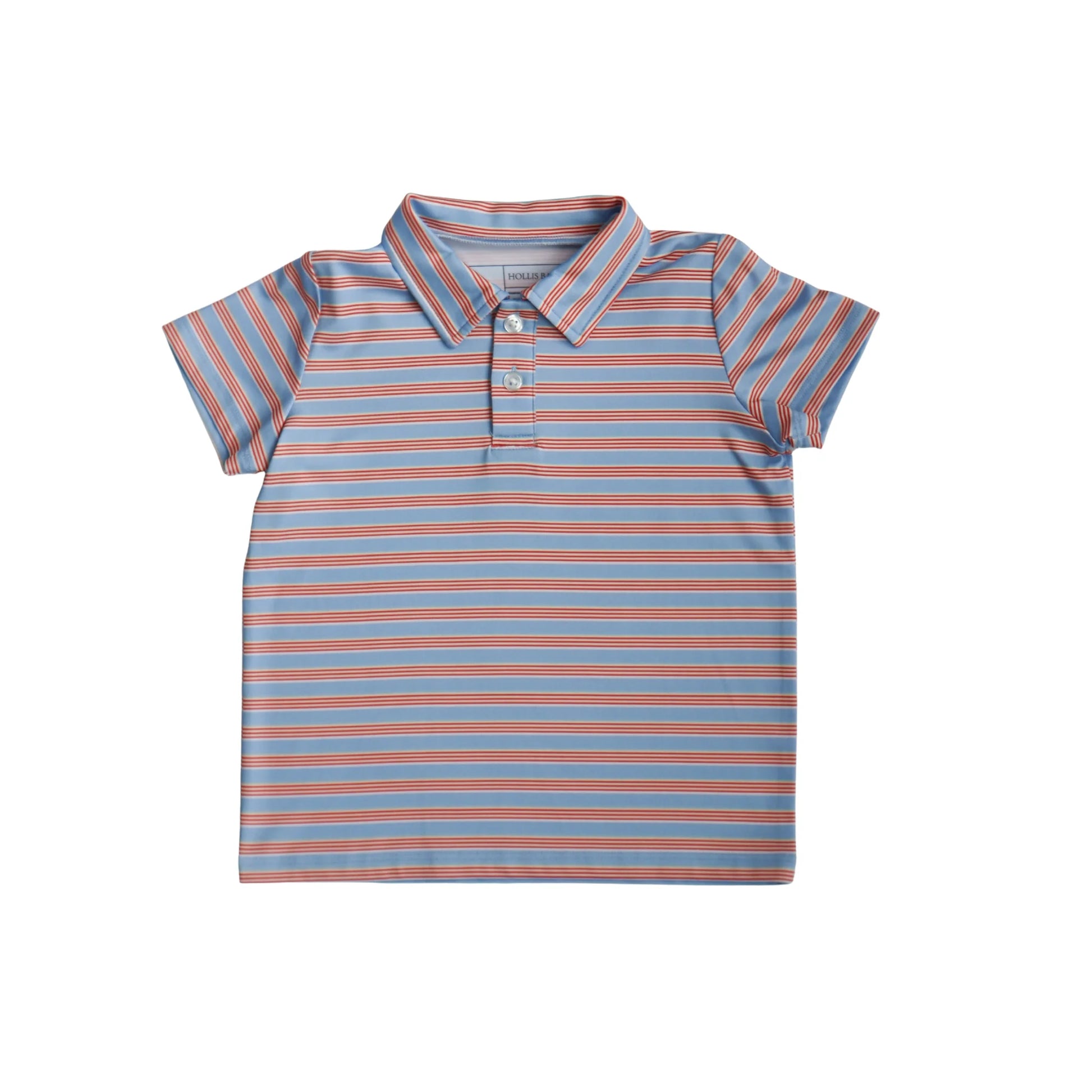 Red white and blue striped short sleeve polo shirt 