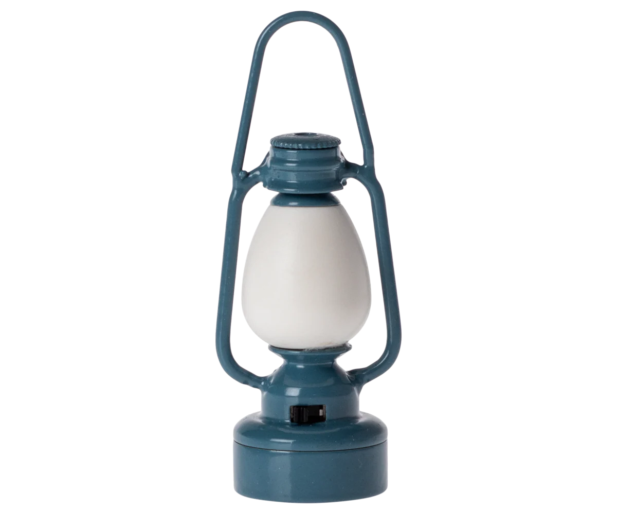 Blue lantern with a white bulb for maileg mouse