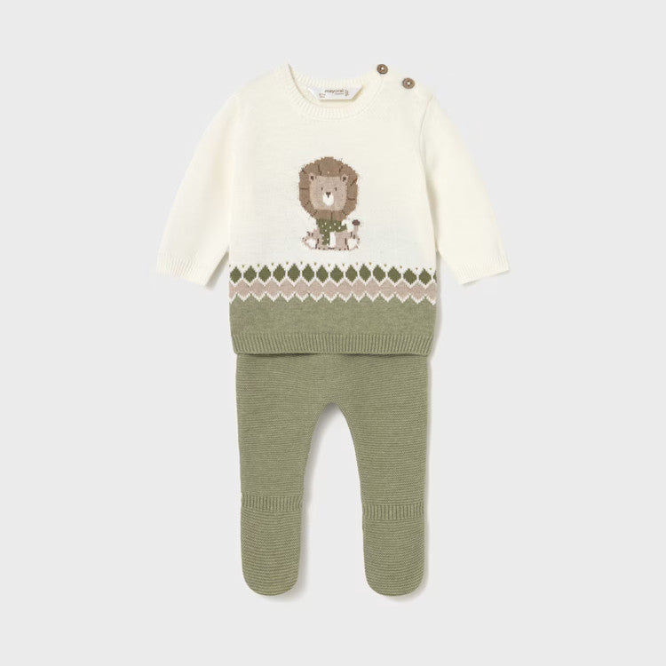 Knit Pants and Lion Sweater Set