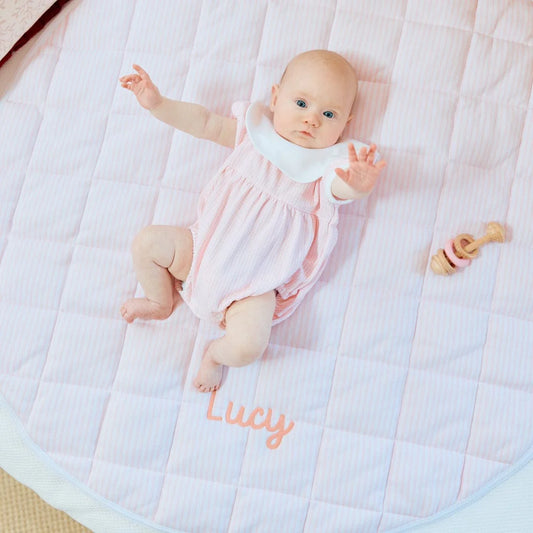 Tummy Time mat pink stripes 