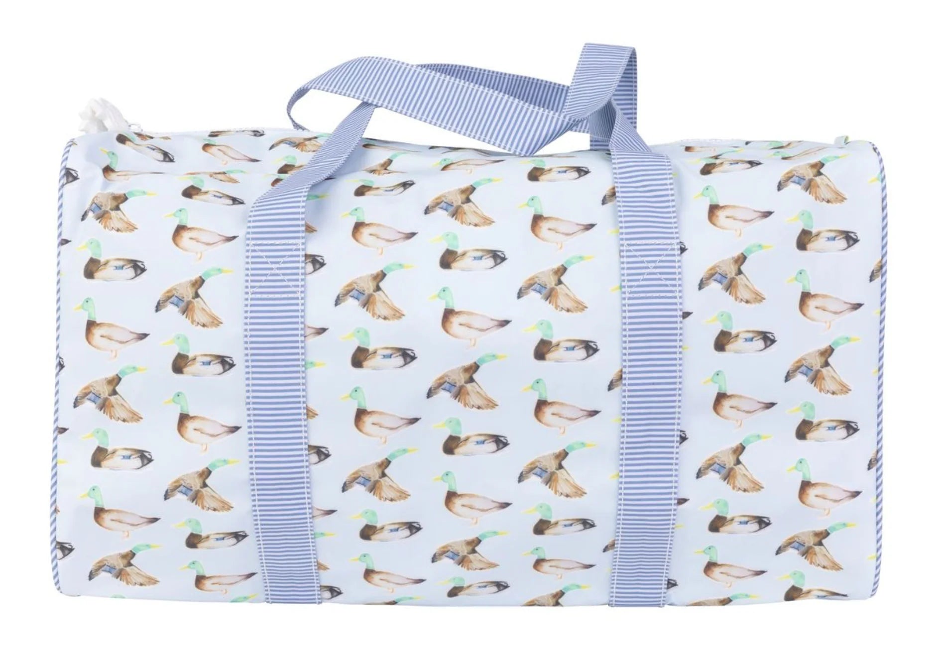 Coated, clean, and cute! Use this bag when on the go. To dance or out for the weekend, this bag is the ticket!

Details:

Made with our PVC-free, wipeable, non-chlorinate coated fabric that is soft to the touch, antimicrobial, water resistant, odorless and biodegradable. This fabric has been specifically developed to be a healthier and more environmentally friendly alternative to the traditional coated material of toxic PVC.

Mallard Print