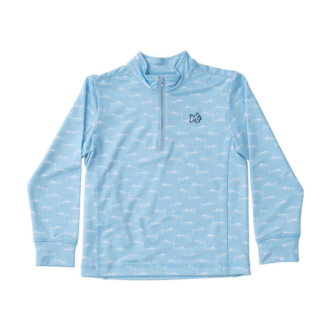 Pro Performance Quarter Zip Pullover in Marlin - Clear Sky Blue