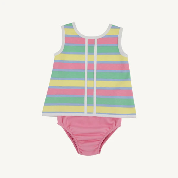 Pastel striped tank top and pink diaper set