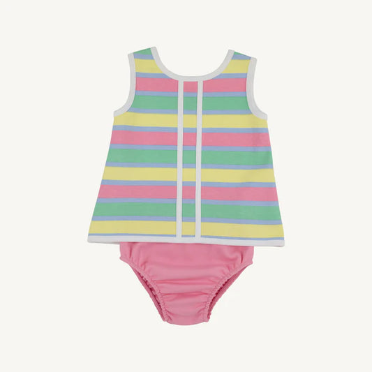 Pastel striped tank top and pink diaper set