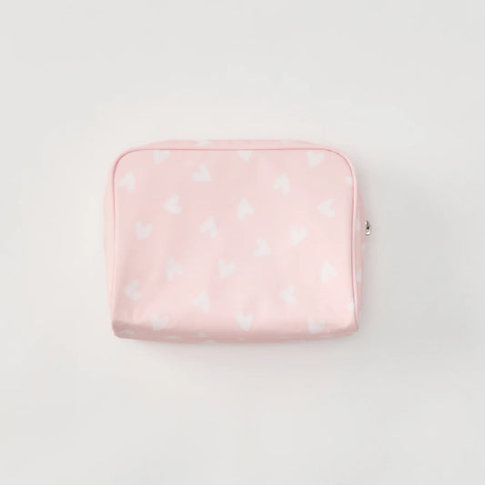 Medium Patterned Toiletry Bag - Pink Hearts