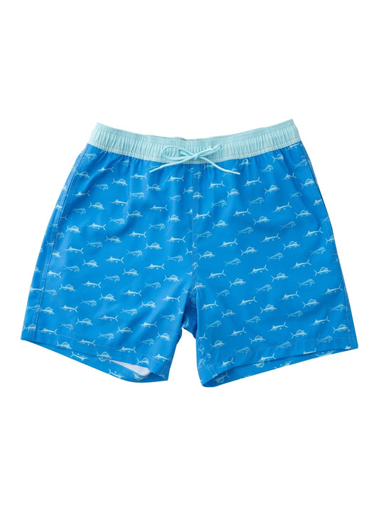 Board Shorts Swim Trunk - Marina Fish Print (Mens)