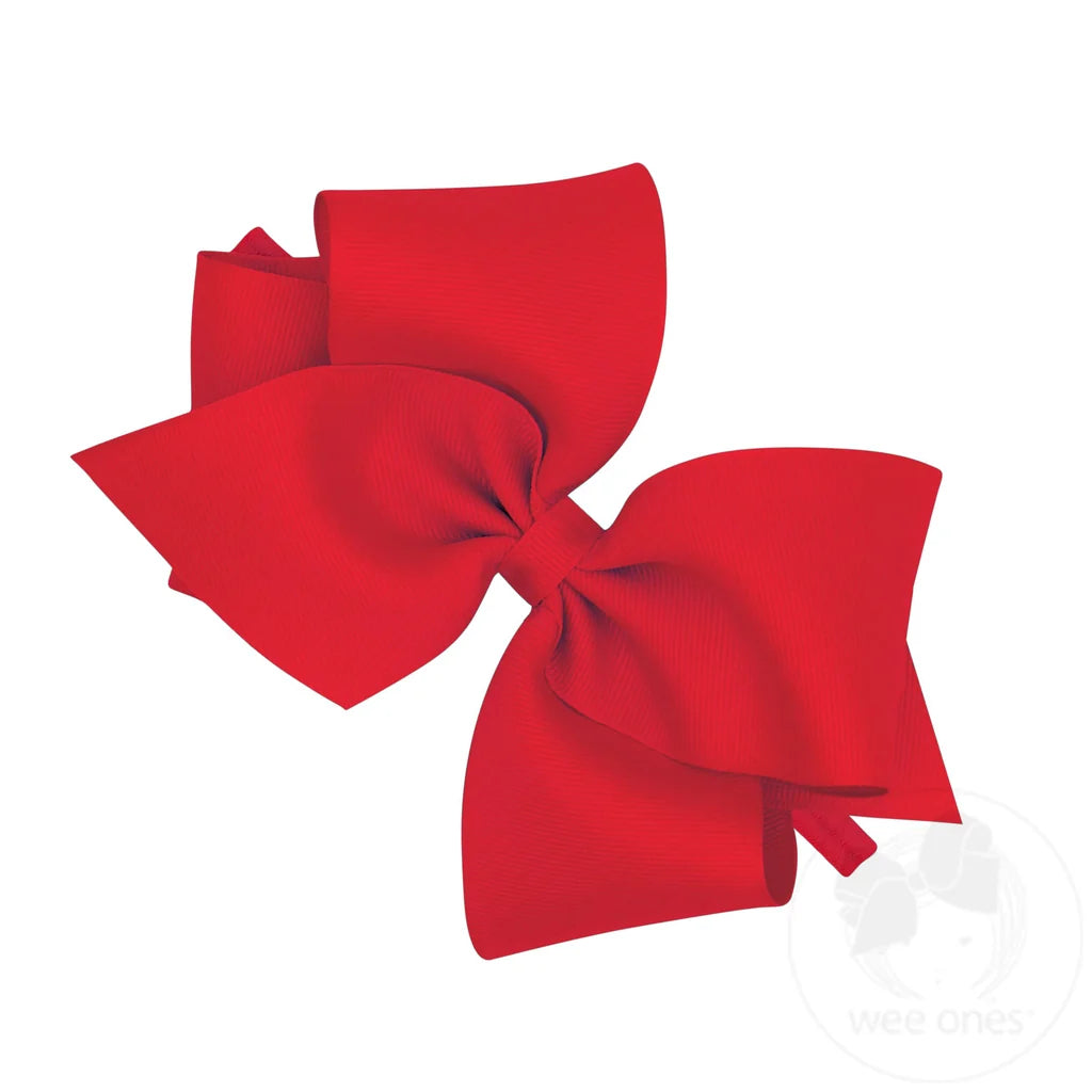 A medium king bright red grosgrain ribbon hair bow with layered loops