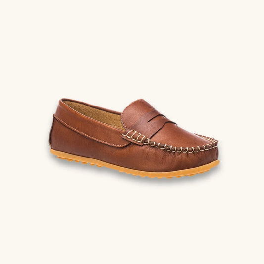 Brown Leather moccasins for older boys
