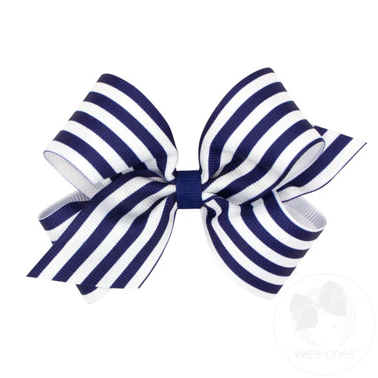 Navy and white striped hair bow.