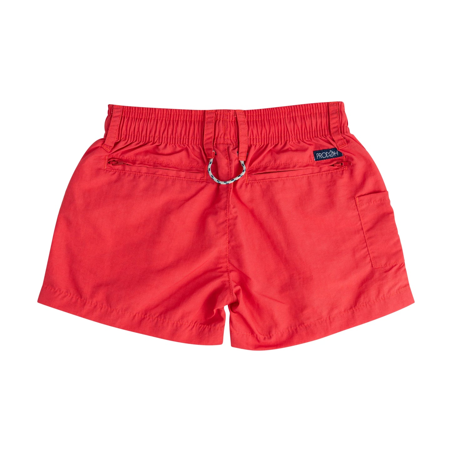 Red performance shorts with logo 