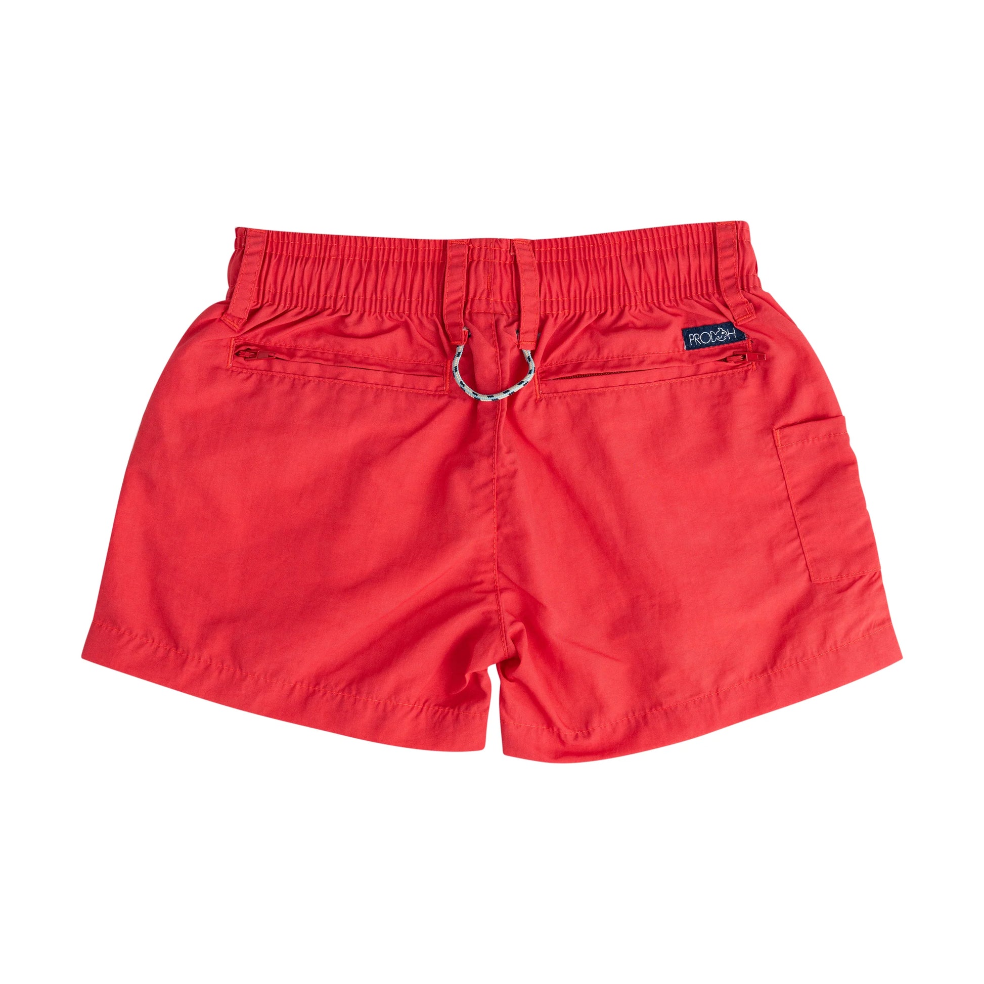 Red performance shorts with logo 