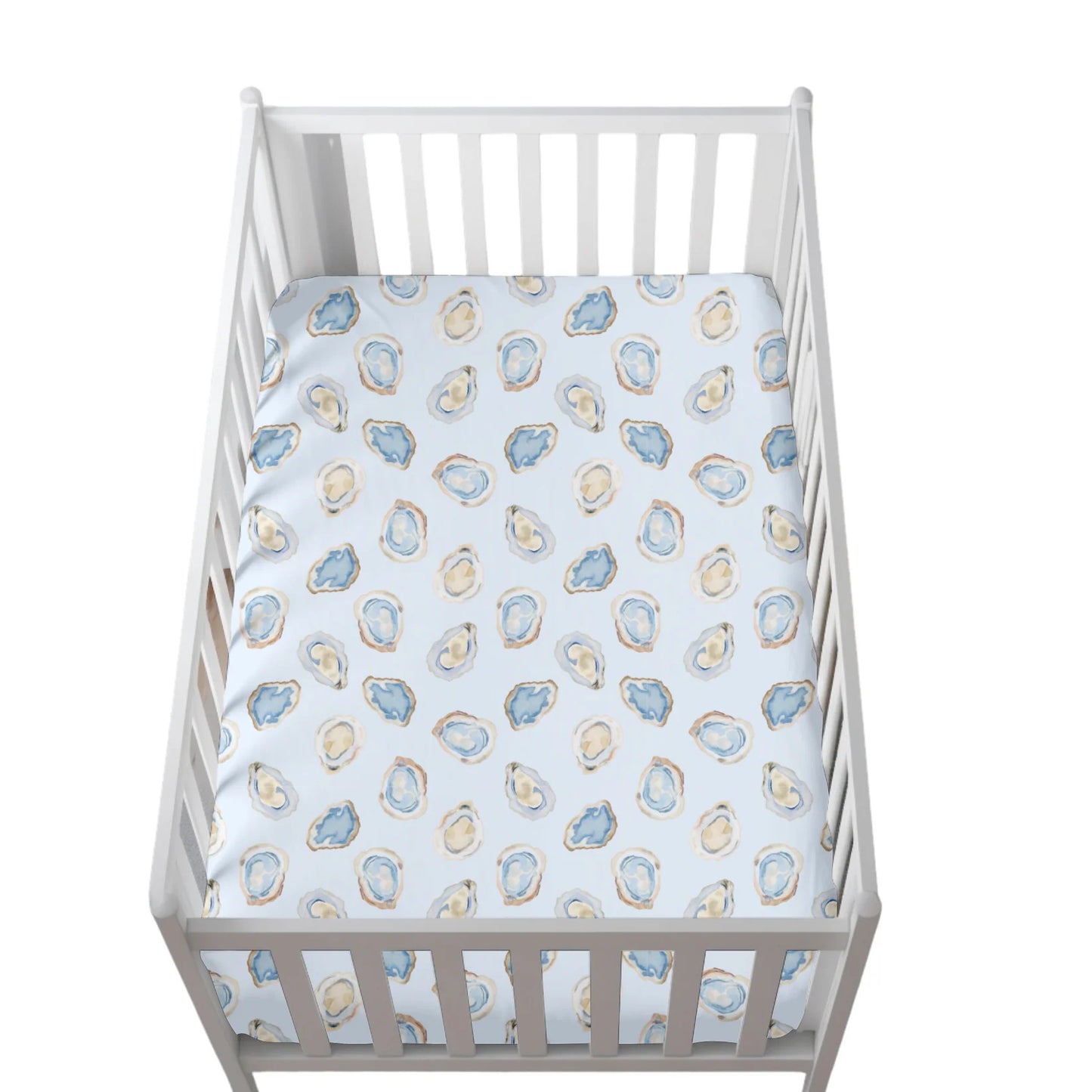 Oyster Roast Blue Crib Sheet