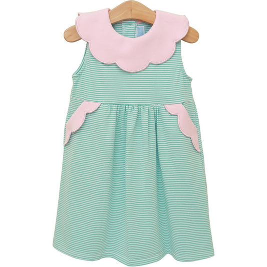 Penelope Dress- Mint Stripe/Light Pink