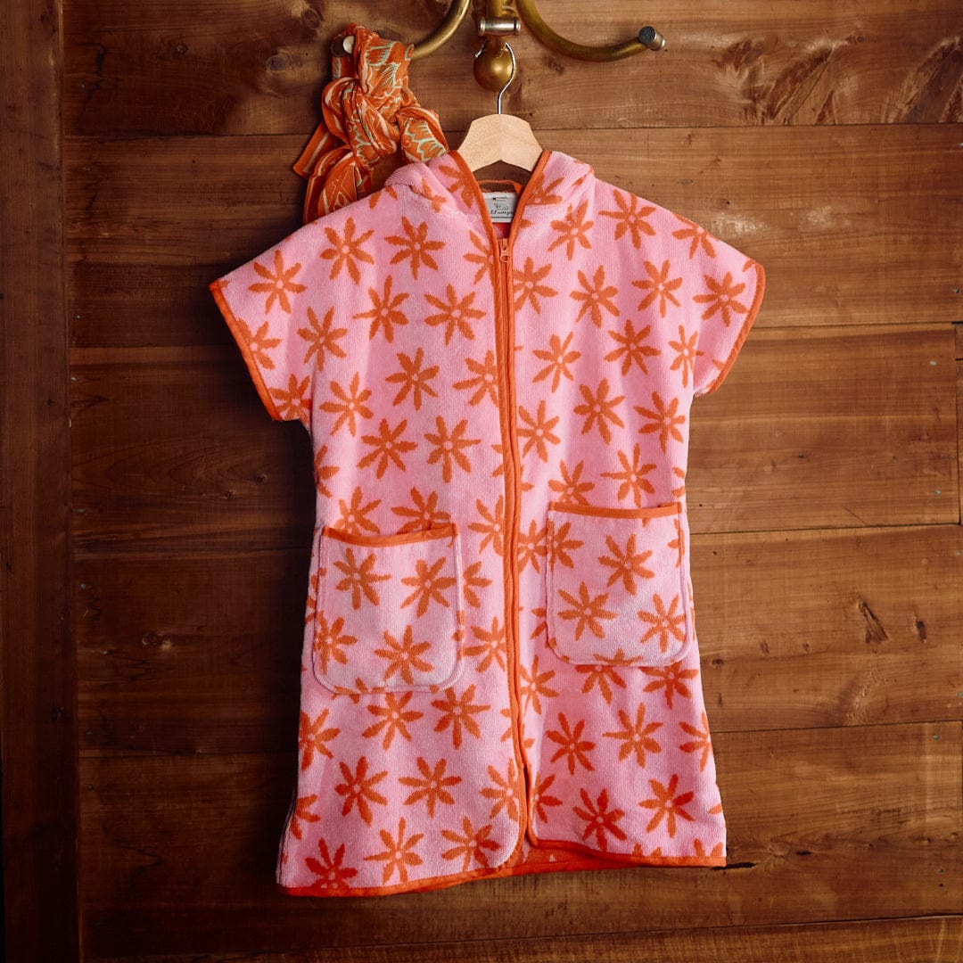 Pink Cover up with coral star design with a hood 