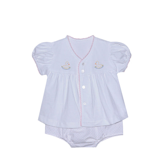 Brennan Diaper Set Pink Trim - Duckies