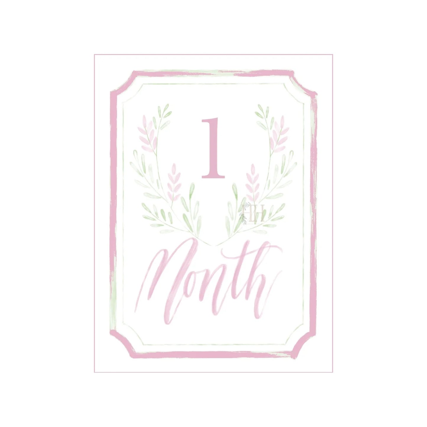 Pink Floral Crest Milestone Cards