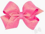 Bright pink glitter hair bow.