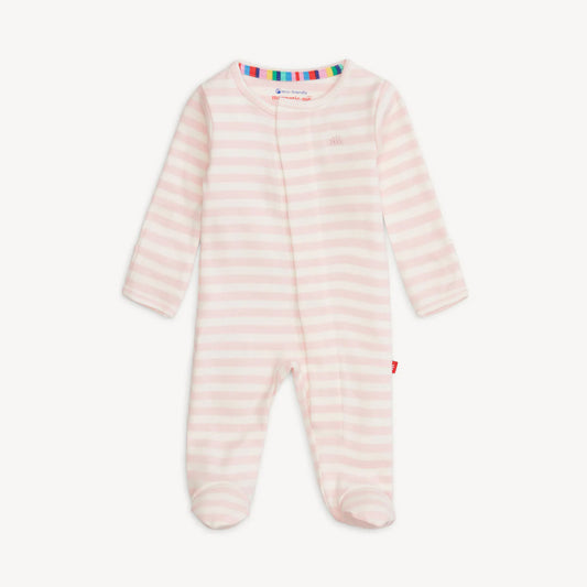 Pink Stripe Organic Cotton Magnetic Footie