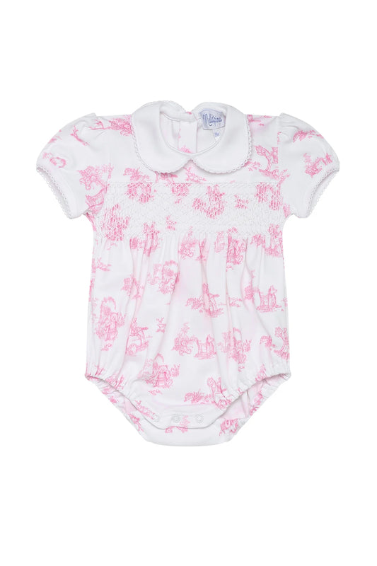 Pink Toile Smocked Bubble