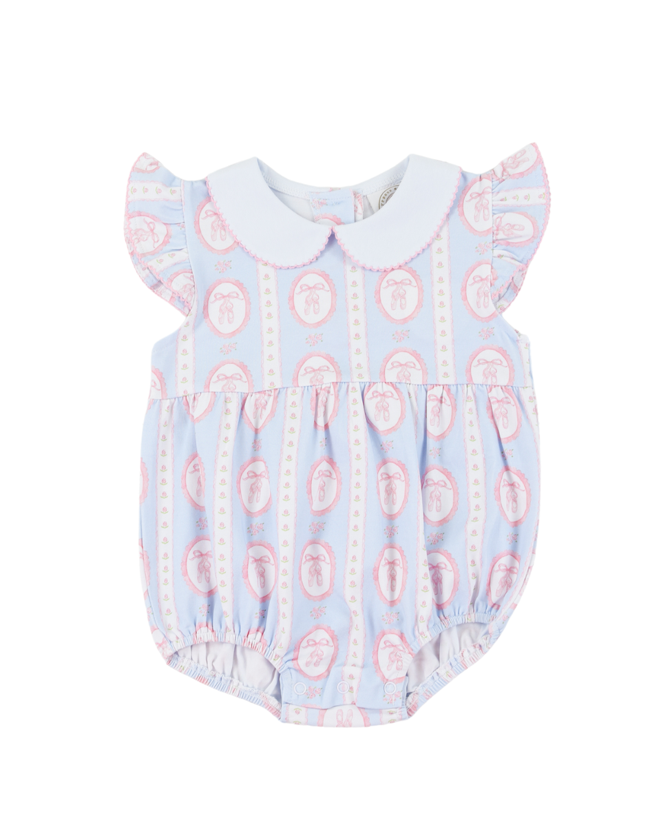 Baby girl bubble ballet shoes pattern and Peter Pan collar.