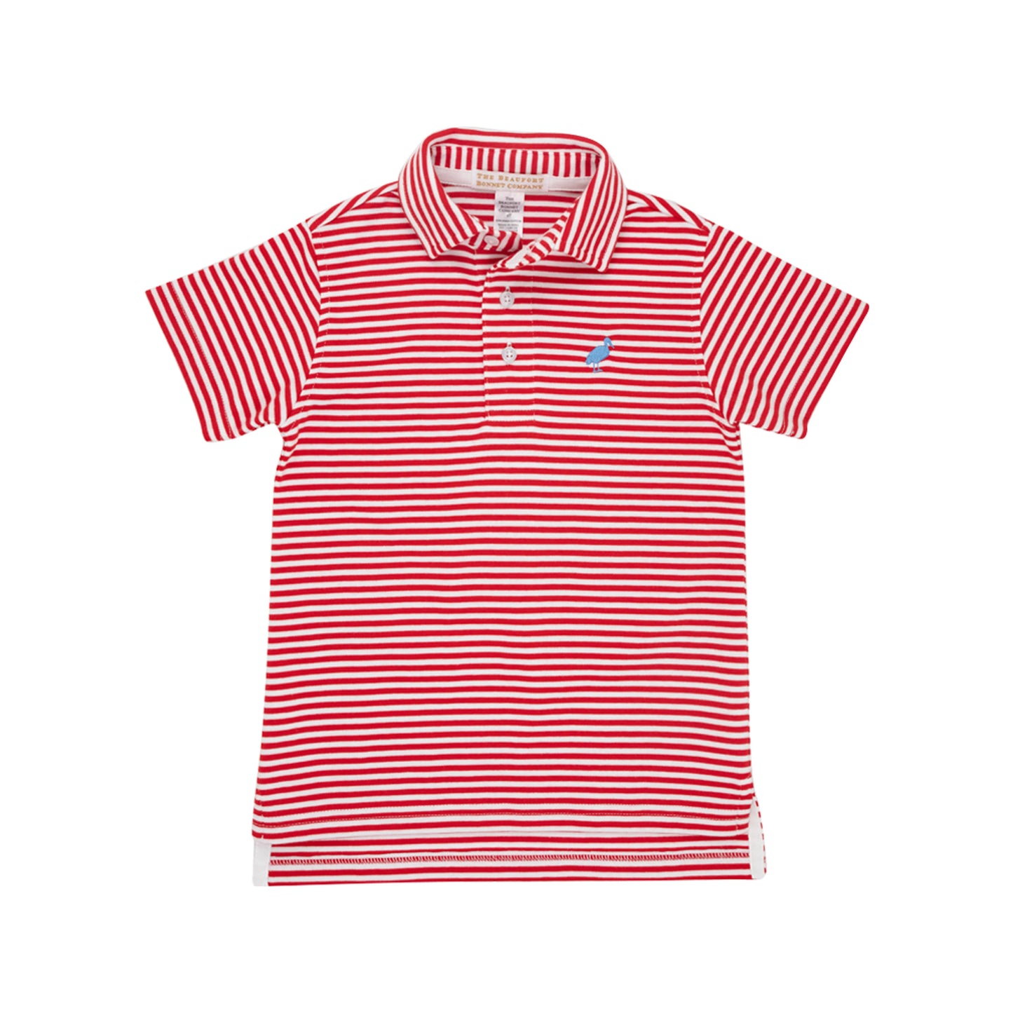 Prim & Proper Polo -Richmond Red Stripe with Barbados Blue Stork