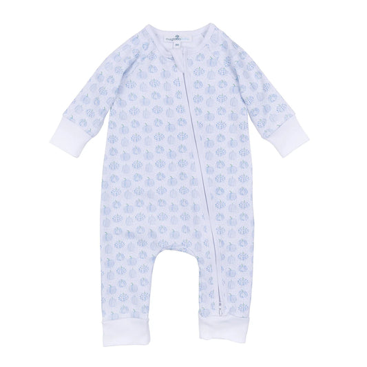 Precious Pumpkins Zipper Playsuit - Light Blue