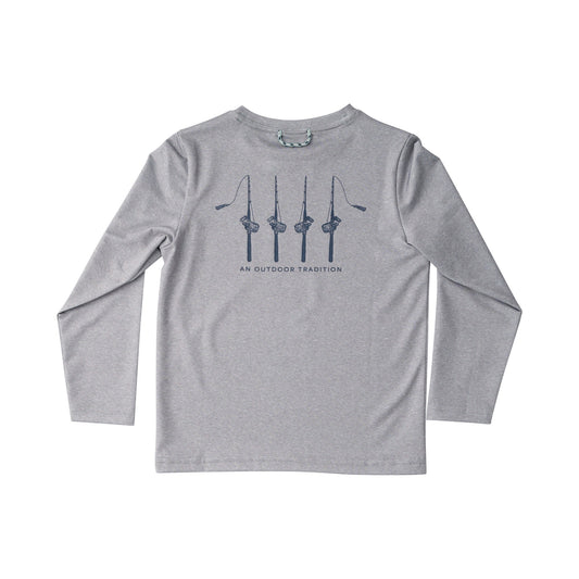 Long Sleeve Pro Performance Fishing Tee - Heather Gray