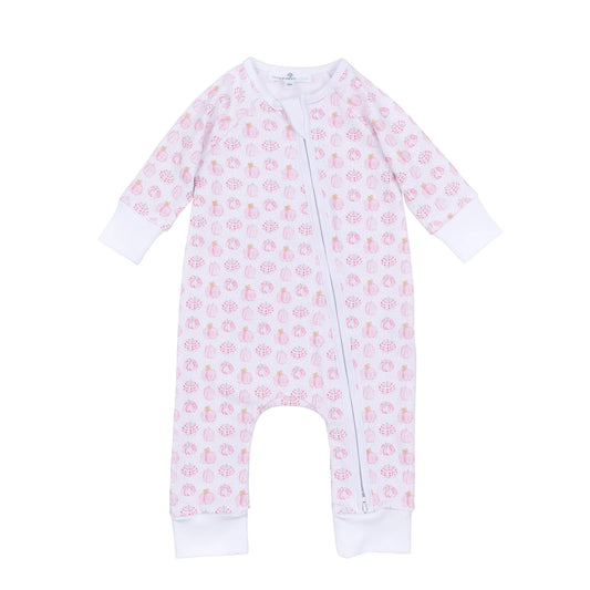 Precious Pumpkins Zipper Playsuit - Pink