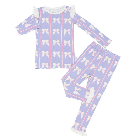 Girls Purple Bow Loungewear Set