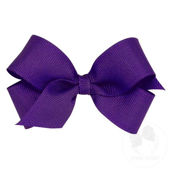 Classic Grosgrain Hair Bow (Plain Wrap) - Purple
