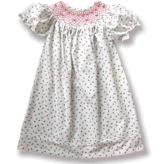 Classic Rosebuds Smocked Bishop Dress