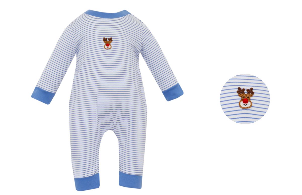 RUDOLPH BOY´S - Blue stripe knit boy´s long romper