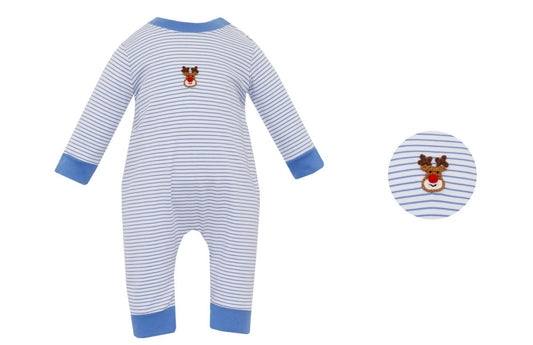 RUDOLPH BOY´S - Blue stripe knit boy´s long romper