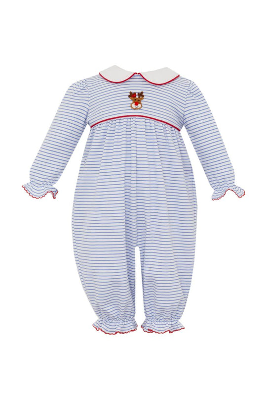 RUDOLPH GIRL´S - Blue stripe knit girl´s long romper