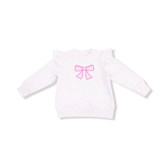 Ruffle Sweatshirt with Bow Applique