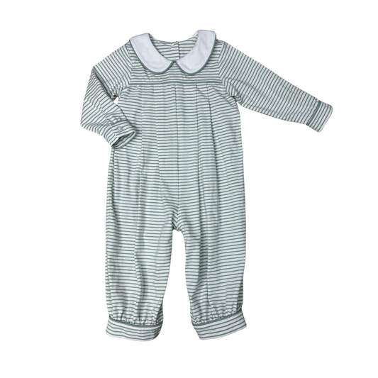 Sage Stripe Carson Collared Romper