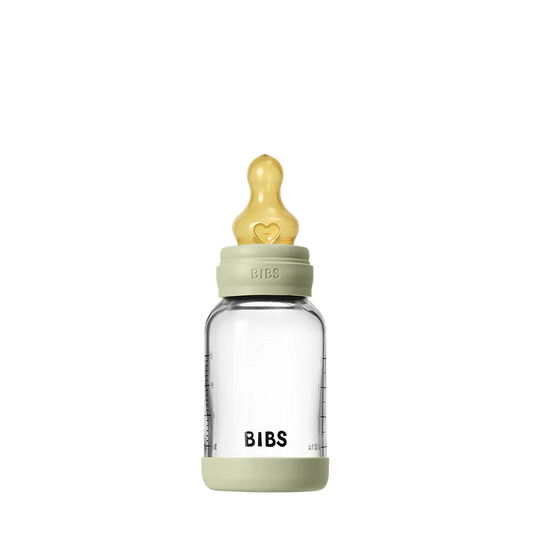 Baby Glass Bottle Set 4oz Latex - Sage (slow flow)