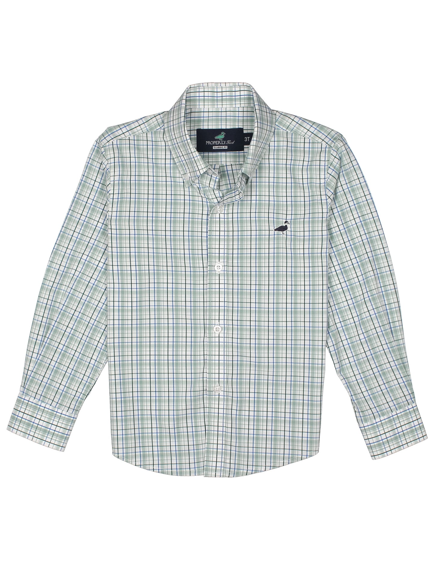 Green and white checkered shirt on a white background