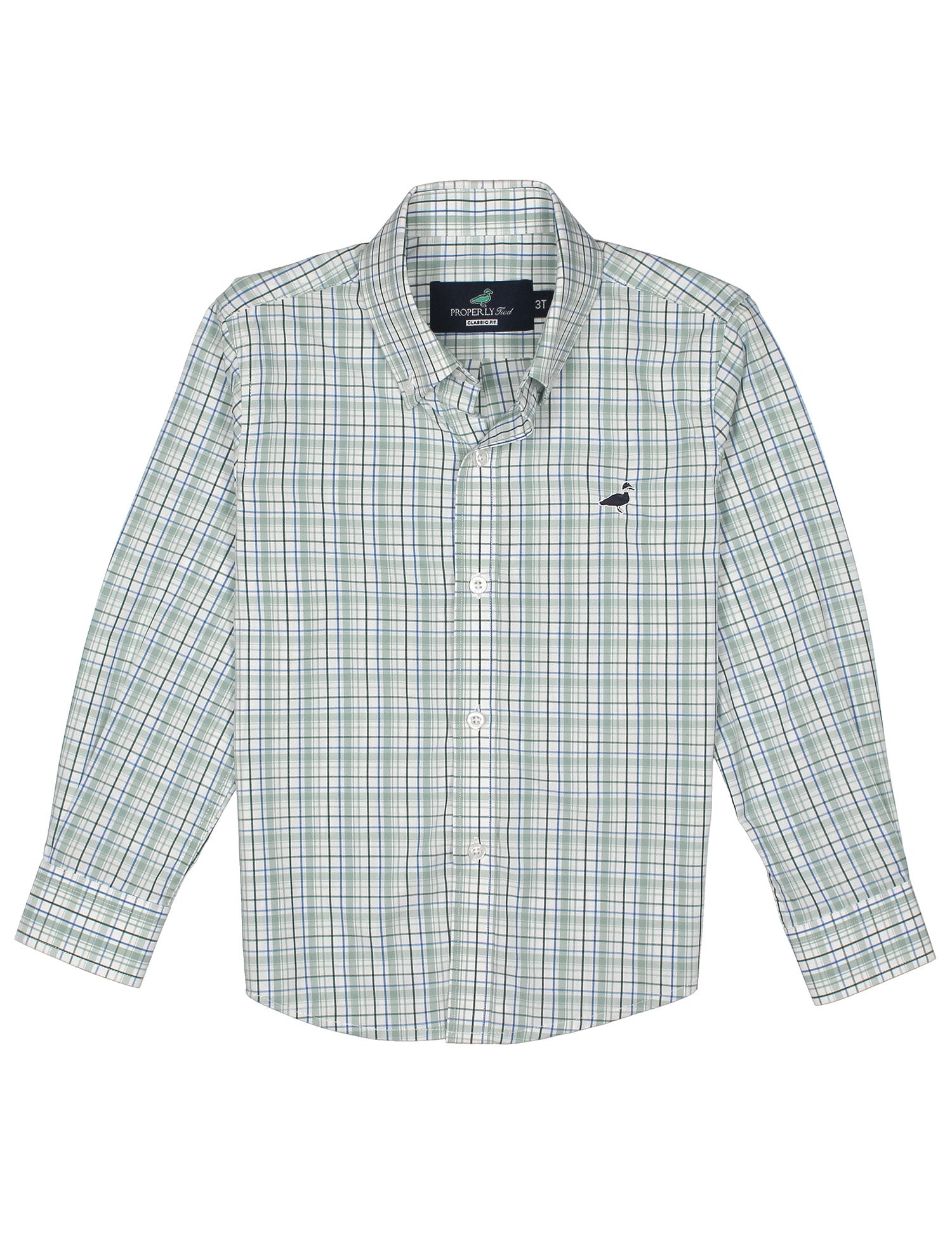 Green and white checkered shirt on a white background
