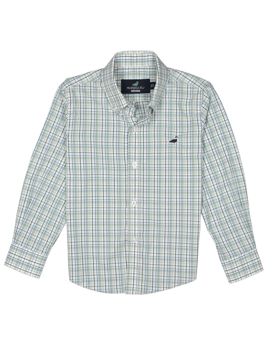 Green and white checkered shirt on a white background