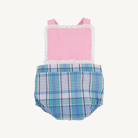 Sally Sunsuit -Lauderdale Pier Plaid with Pier Party Pink & Worth Avenue White