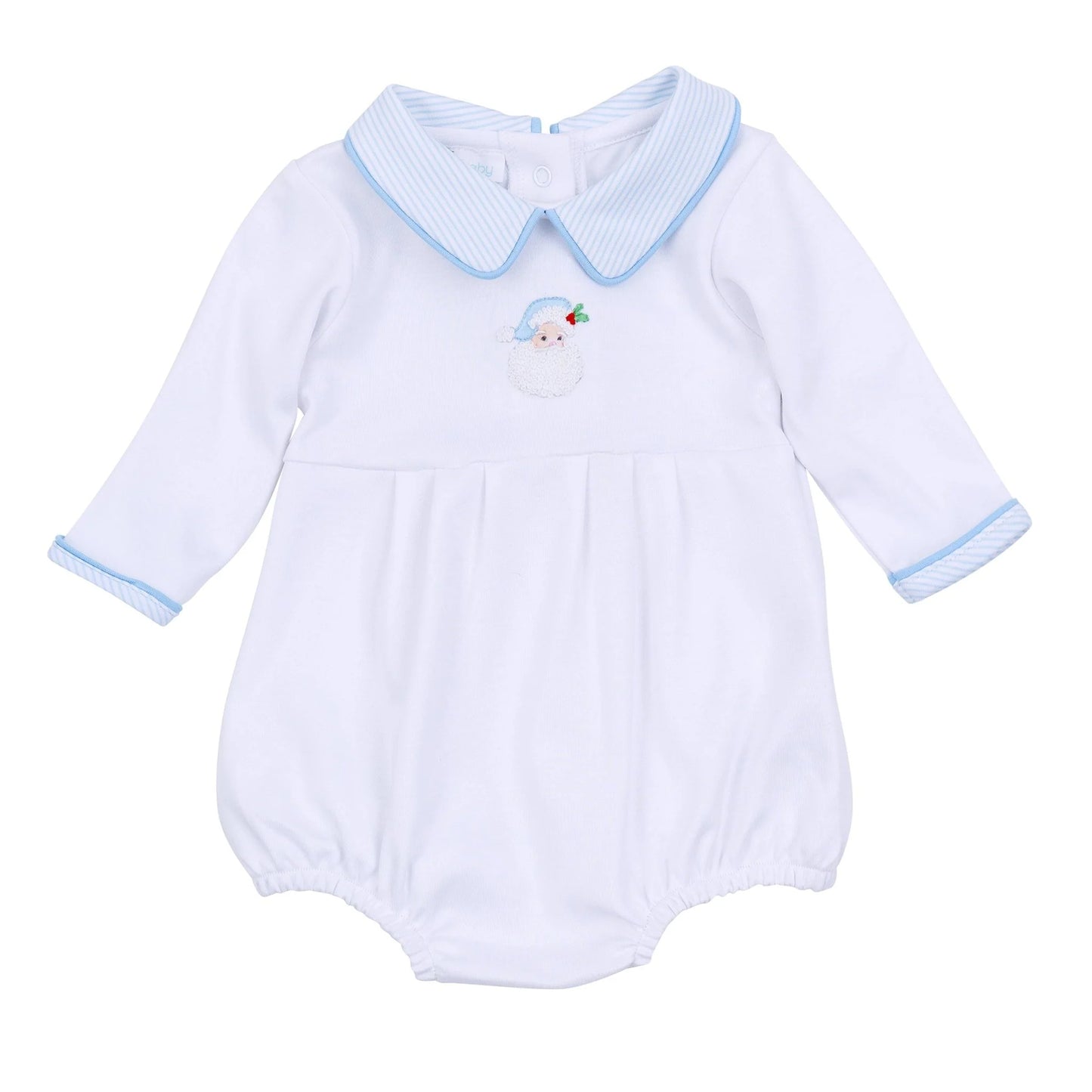 Santa Baby Collared Long Sleeve Bubble - Light Blue