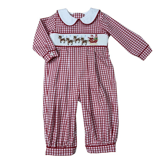 Santa's Sleigh Smocked Collared Romper
