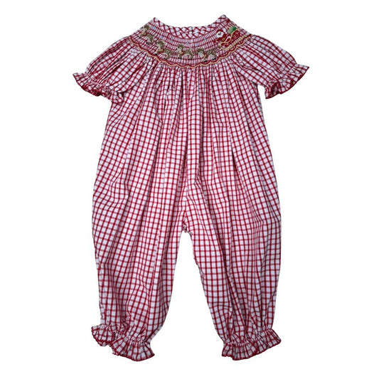 Santa's Sleigh Smocked Bishop Romper